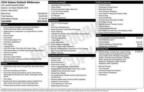 Ice Silver Metallic 2024 Subaru Outback Wilderness
