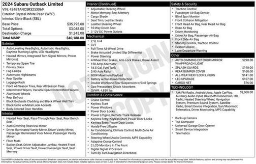 Crystal White Pearl 2024 Subaru Outback Limited