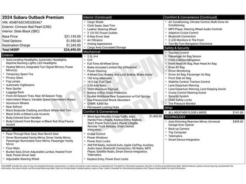 Crimson Red Pearl 2024 Subaru Outback Premium