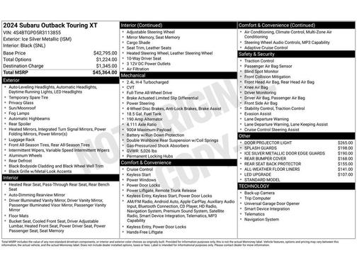 Ice Silver Metallic 2024 Subaru Outback Touring XT