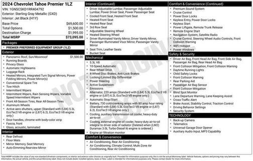Sterling Gray Metallic 2024 Chevrolet Tahoe Premier