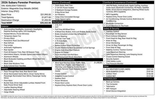 Gray Metallic 2026 Subaru Forester Premium