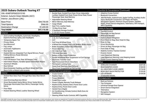 2025 Subaru Outback Touring XT