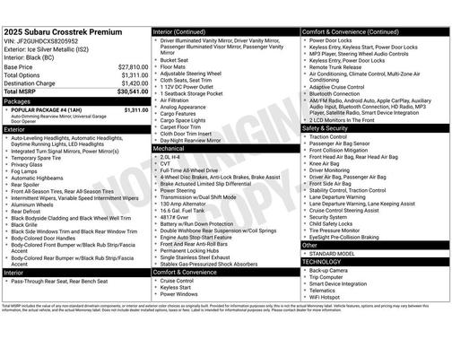 Ice Silver Metallic 2025 Subaru Crosstrek Premium