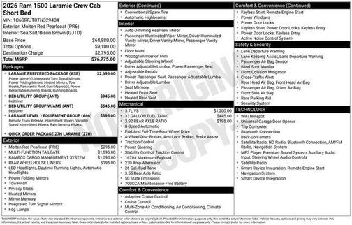 Molten Red Pearlcoat 2026 RAM 1500 Laramie