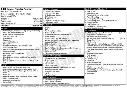 Gray Metallic 2022 Subaru Forester Premium