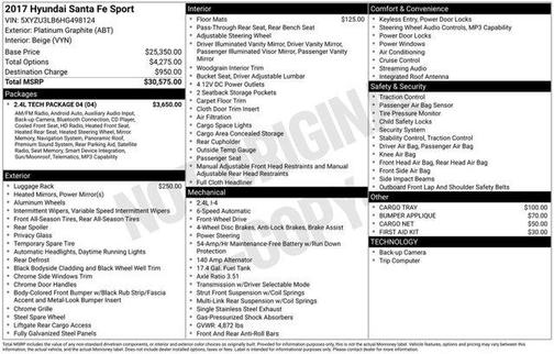 Platinum Graphite 2017 Hyundai Santa Fe Sport 2.4L