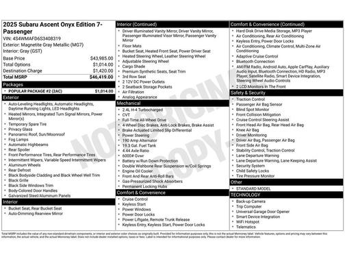 Magnetite Gray Metallic 2025 Subaru Ascent Onyx Edition