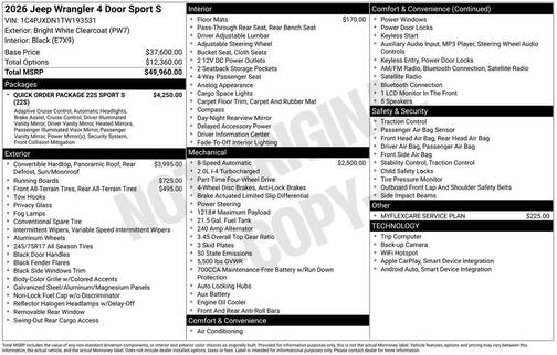 2026 Jeep Wrangler Sport S