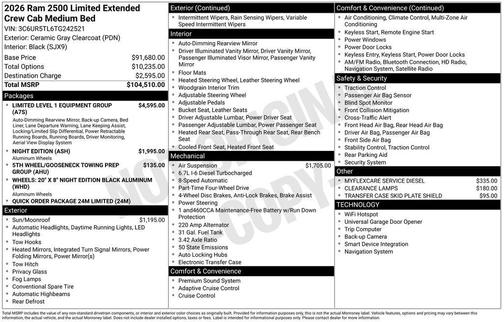 2026 RAM 2500 Limited Mega Cab 4x4 6'4' Box