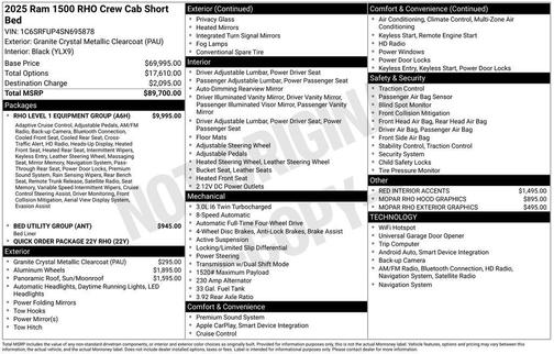 2025 RAM 1500 RHO Crew Cab 4x4 5'7' Box