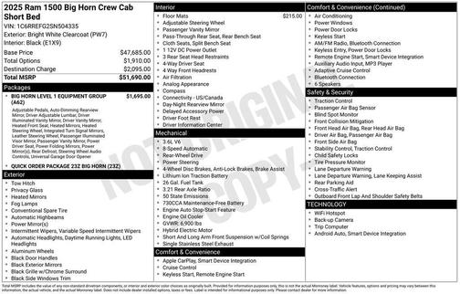 2025 RAM 1500 Big Horn/Lone Star