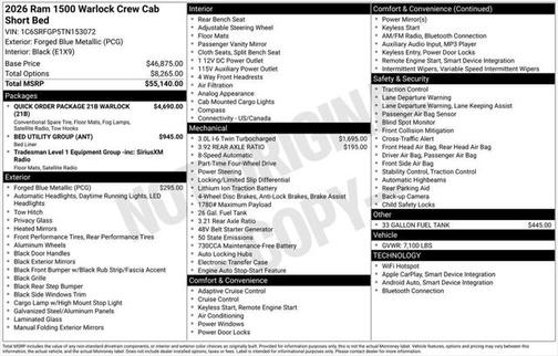 2026 RAM 1500 Warlock Crew Cab 4x4 5'7' Box