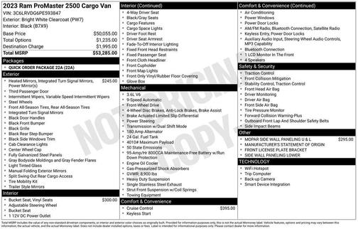 Bright White Clearcoat 2023 RAM ProMaster 2500 High Roof