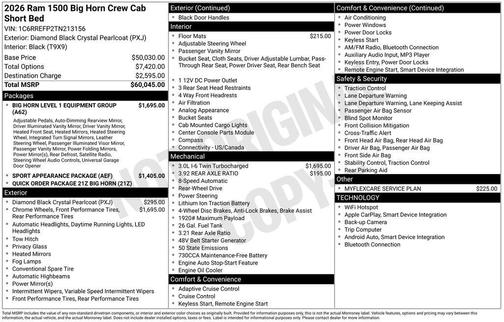 2026 RAM 1500 Big Horn/Lone Star