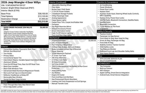 2026 Jeep Wrangler Willys