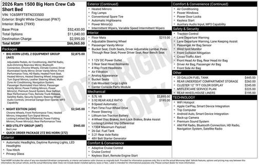 2026 RAM 1500 Big Horn/Lone Star
