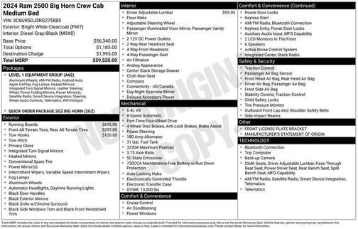 2024 RAM 2500 Big Horn Crew Cab 4x4 6'4' Box
