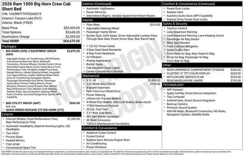 2026 RAM 1500 Big Horn/Lone Star