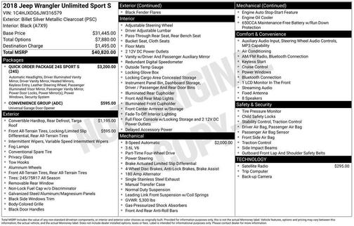 2018 Jeep Wrangler Unlimited Sport