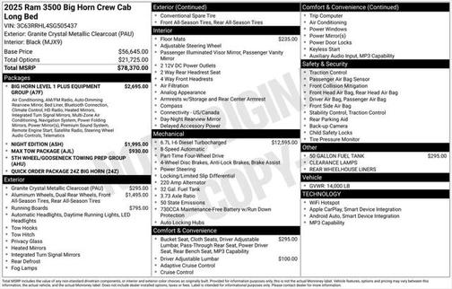 2025 RAM 3500 Big Horn Crew Cab 4x4 8' Box