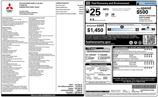 2018 Mitsubishi Outlander Sport 2.4 SE