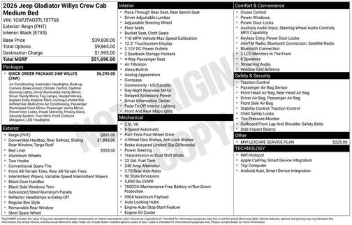 2026 Jeep Gladiator Willys 4x4