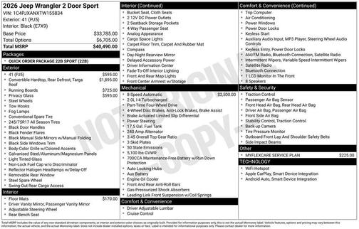 2026 Jeep Wrangler Sport