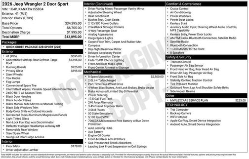 2026 Jeep Wrangler Sport