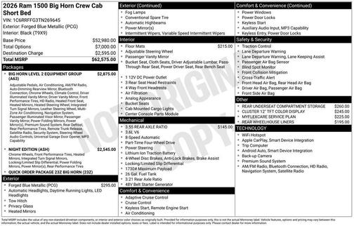 2026 RAM 1500 Big Horn/Lone Star