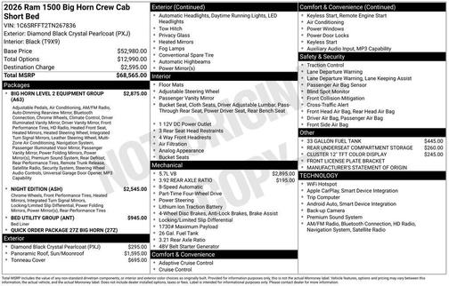2026 RAM 1500 Big Horn/Lone Star