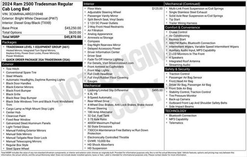 2024 RAM 2500 Tradesman Regular Cab 4x2 8' Box
