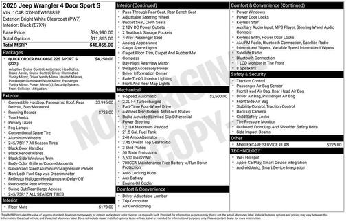 2026 Jeep Wrangler Sport S