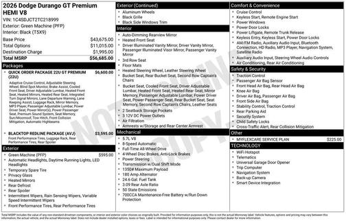 2026 Dodge Durango GT Premium HEMI V8 AWD