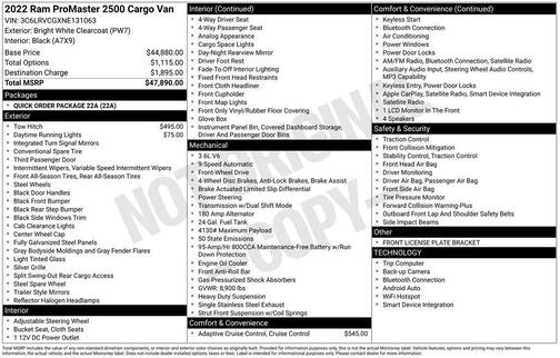 2022 RAM ProMaster 2500 High Roof