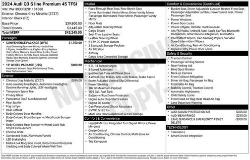 2024 Audi Q3 Premium 45 TFSI S line quattro Tiptronic