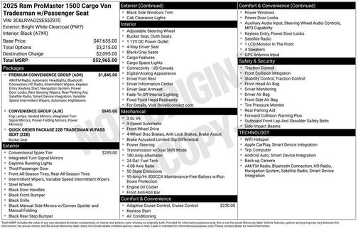 2025 RAM ProMaster 1500 Low Roof