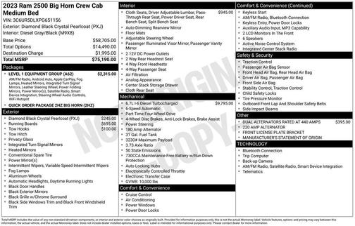 2023 RAM 2500 Big Horn Crew Cab 4x4 6'4' Box