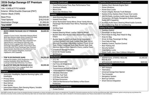 2026 Dodge Durango GT Premium HEMI V8 AWD