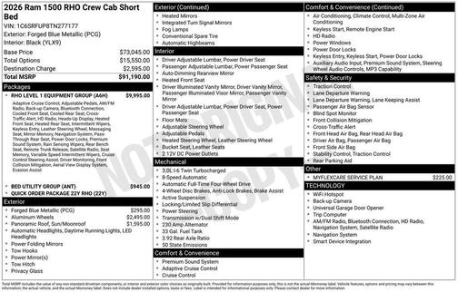 2026 RAM 1500 RHO Crew Cab 4x4 5'7' Box