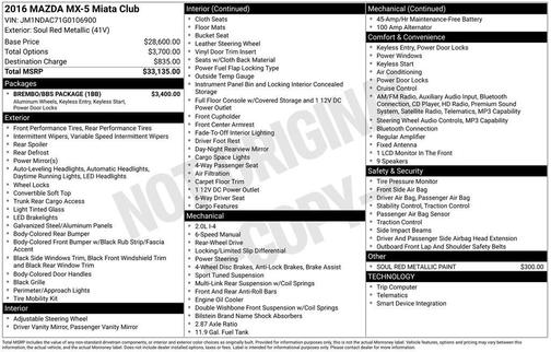 2016 Mazda MX-5 Miata Club