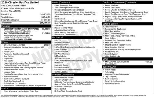 2026 Chrysler Pacifica Limited