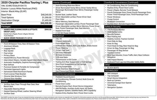 2020 Chrysler Pacifica Touring-L Plus