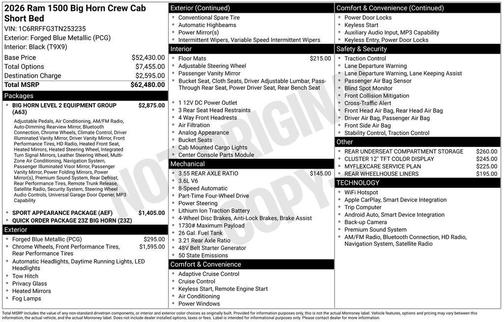 2026 RAM 1500 Big Horn/Lone Star