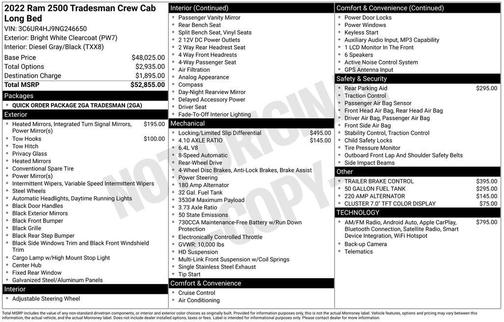 Bright White Clearcoat 2022 RAM 2500 Tradesman Crew Cab 4x2 8' Box