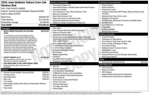 2026 Jeep Gladiator Sahara 4x4