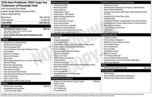 2026 RAM ProMaster 2500 Tradesman