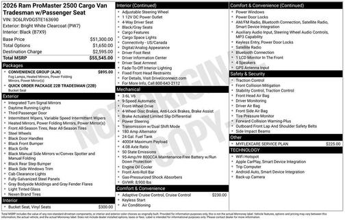 2026 RAM ProMaster 2500 Tradesman