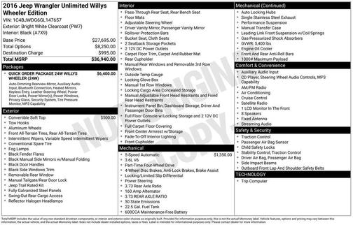 2016 Jeep Wrangler Unlimited Willys Wheeler