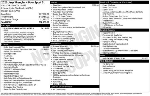 2026 Jeep Wrangler Sport S